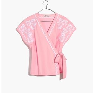 Madewell Embroidered Side-Tie Wrap Top